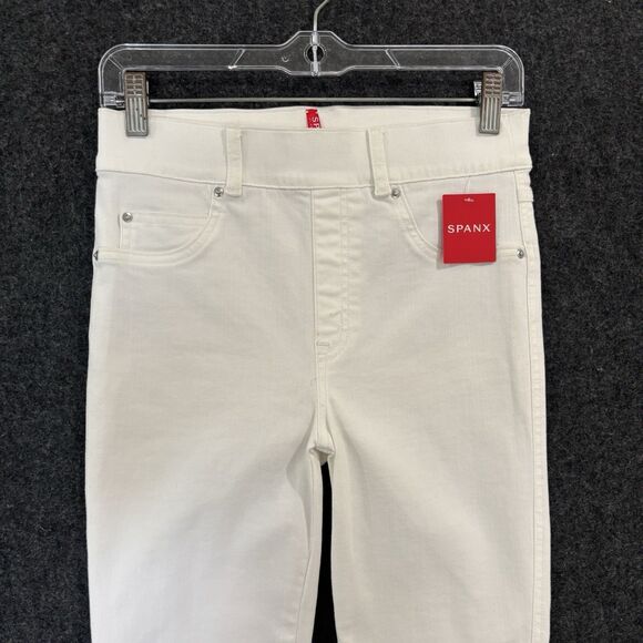Spanx Skinny Jeans Womens Small White Ankle High Rise Tummy Shaping Pull On Pant - Picture 2 of 13